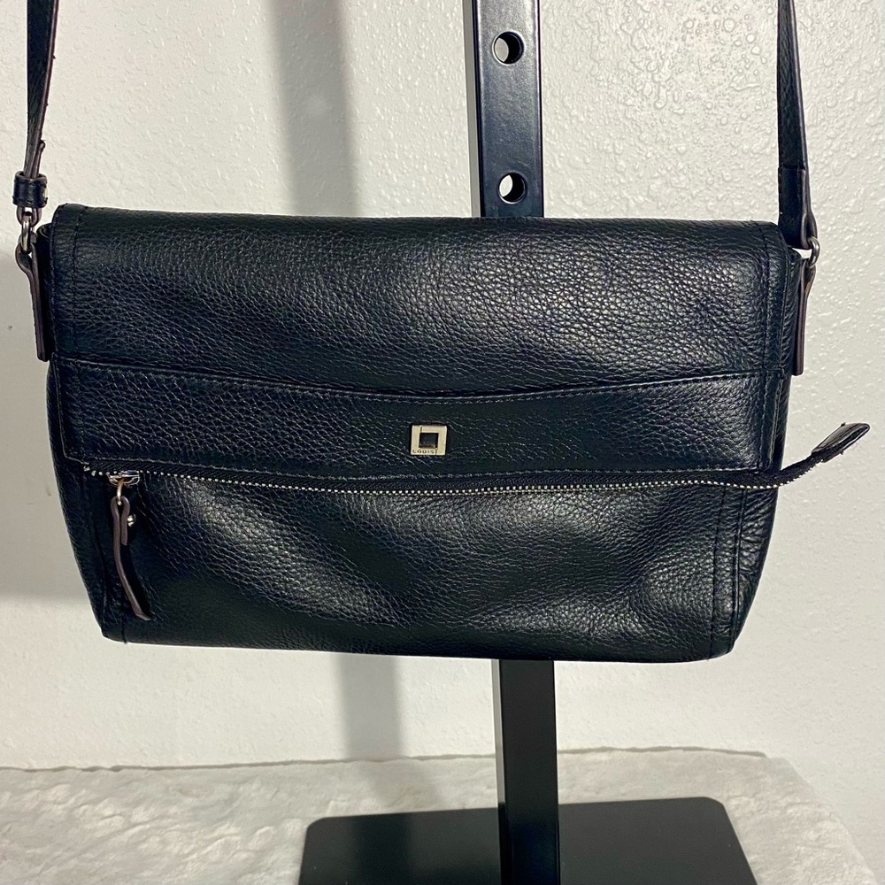 Lodis Black Pebbled Leather Crossbody/Shoulder Bag 7.5x11” Travel Wedding Formal